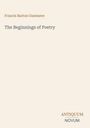 Text: "Francis Barton Gummere, The Beginnings of Poetry, ANTIQUUM NOVUM." Beige Hintergrund, minimalistisches Design.
