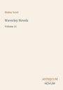 "Volume 12", "Walter Scott", "Waverley Novels". Unten rechts steht "ANTIQUM NOVUM". Beigefarbener Hintergrund.