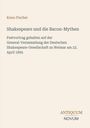 Text: "Kuno Fischer: Shakespeare und die Bacon-Mythen. Festvortrag Weimar 23. April 1895." Unten steht "ANTIQUM NOVUM". Beige Hintergrund.