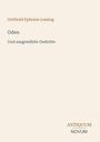 "Gotthold Ephraim Lessing, Oden und ausgewählte Gedichte. ANTIQUUM NOVUM." Beige Hintergrund, minimalistisches Layout.