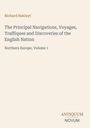 Titel: "The Principal Navigations, Voyages, Traffiques and Discoveries of the English Nation". Beige Hintergrund.