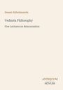 Text: "Swami Abhedananda, Vedanta Philosophy, Five Lectures on Reincarnation." Unten: "ANTIQUM NOVUM." Beigefarbener Hintergrund.