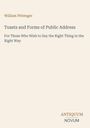 Titel: "Toasts and Forms of Public Address". Untertitel: "For Those Who Wish to Say the Right Thing in the Right Way". Autor: William Pittenger. Unten rechts: Antiquum Novum Logo. Hintergrund in hellem Beige.