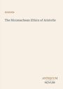 Text: "Aristotle", "The Nicomachean Ethics of Aristotle", "ANTIQUM NOVUM". Schlichtes Design auf cremefarbenem Hintergrund.