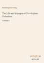 Text: "Washington Irving", "The Life and Voyages of Christopher Columbus", "Volume 2", "ANTIQUM NOVUM". Schlichtes Design.