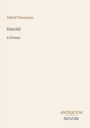 "Alfred Tennyson, Harold, A Drama" steht zentral. Unten rechts "ANTIQUM NOVUM". Cremefarbener Hintergrund.