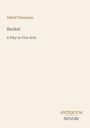 "Alfred Tennyson, Becket, A Play in Five Acts." Beige Hintergrund, schlichte Schrift, Logo: "ANTIQUM NOVUM."