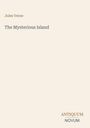 Text: "Jules Verne", "The Mysterious Island", "ANTIQUM NOVUM". Schlichtes, minimalistisches Cover auf beigem Hintergrund.