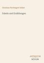"Christian Fürchtegott Gellert, Fabeln und Erzählungen. ANTIQUUM NOVUM" steht in verschiedenen Schriftarten auf hellem Hintergrund.