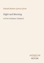 Edward Bulwer Lytton Lytton, "Night and Morning," Volume 5. Oben links Name, darunter Titel. Unten ein Logo: Antiquum Novum.