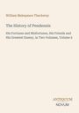 Titel "The History of Pendennis", Autor William Thackeray, unten "ANTIQUM NOVUM". Beige Hintergrund.