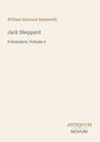 Text: "William Harrison Ainsworth, Jack Sheppard, A Romance, Volume 2." Unten rechts: "ANTIQUM NOVUM". Einfache, elegante Gestaltung.