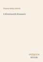 Text: "Thomas Bailey Aldrich. A Rivermouth Romance. ANTIQUUM NOVUM." Minimalistisches Design auf hellem Hintergrund.