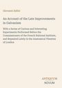 Buchtitel: „An Account of the Late Improvements in Galvanism“ von Giovanni Aldini. Unten rechts steht "ANTIQUM NOVUM".
