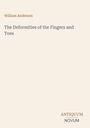 Text „William Anderson. The Deformities of the Fingers and Toes“. Unten rechts ein Logo „ANTIQUM NOVUM“. Beige Hintergrund.