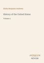 „Elisha Benjamin Andrews, History of the United States, Volume 5, ANTIQUUM NOVUM“ in schlichter Typografie auf beige.