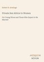 "Private Sex Advice to Women" von Robert B. Armitage, beige Hintergrund, minimalistisches Design.