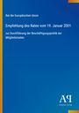 Rat der Europäischen Union: Empfehlung des Rates vom 19. Januar 2001, Buch