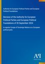 Entscheidung zur Registrierung von "Europe of Sovereign Nations" als europäische Partei, gelber Rand, blaues Logo.