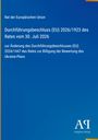 Durchführungsbeschluss (EU) 2026/1923 des Rates betrifft Änderungen zur Bewertung des Ukraine-Plans. Blau mit Logo unten.