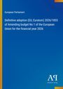Oben: "European Parliament". Unten: "Antiphon Verlag" mit einem stilisierten Logo. Blauer Hintergrund mit gelbem Rand.