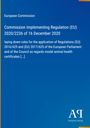 "European Commission: Commission Implementing Regulation (EU) 2020/2236 of 16 December 2020. Blau mit weißem Text."