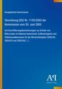 Europäische Kommission, Verordnung (EG) Nr. 1159/2003. Blaues Design mit einem gelben Streifen links.