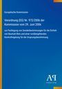 Europäische Kommission: Verordnung zur Einfuhr von Basmati-Reis, blaue Abstraktion mit gelbem Rand. Markenzeichen unten rechts.
