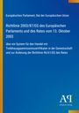 Text über eine EU-Richtlinie von 2003 zum Emissionshandel, vor blauem Hintergrund; „Antiphon Verlag“-Logo unten.