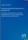 "Commission Decision (EU) 2025/1963 of 21 November 2024. Blaues Cover mit weißem Text, Antiphon Verlag."