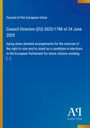 Council Directive (EU) 2025/1788, Thema Wählbarkeit, gelber Rand links, blauer Hintergrund, Text in Weiß.