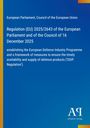 Regulation (EU) 2025/2643, European Defence Industry Programme, availability of defence products. EU-Logo unten rechts.