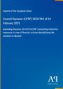 Rat der Europäischen Union, Entscheidung (GASP) 2025/394 vom 24. Februar 2025. Blauer Hintergrund.