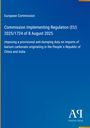 Text über EU-Verordnung zu Anti-Dumping-Zoll auf Bariumkarbonat-Importe aus China und Indien. Blaues Design, Antiphon Verlag.