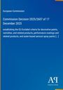 Commission Decision 2025/2607 über EU Ecolabel Kriterien, blauer Hintergrund, unten rechts Antiphon Verlag-Logo.