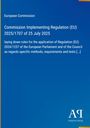 Blauer Hintergrund, oben steht "European Commission" und Details zu einer EU-Regulierung. Logo unten: "AR Antiphon Verlag".