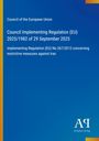 Council of the European Union; Council Implementing Regulation (EU) 2025/1982; restrictive measures against Iran; blaues Hintergrund.