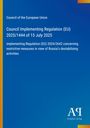 Council of the European Union Regulation über Russlands Aktivitäten, blauer Hintergrund, Antiphon Verlag-Logo unten rechts.