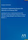 Text: "European Commission Commission Implementing Decision (EU) 2025/423 of 24 February 2025."  
Illustration: Blaues Layout mit weißem Text.