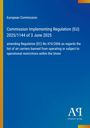 Text über EU-Verordnung zur Fluggesellschaftsregulierung. Blauer Hintergrund mit farbigen Streifen am Rand.