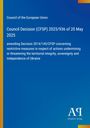 Council Decision (CFSP) 2025/936 of 20 May 2025, Maßnahmen zur Ukraine. Oben links ein gelber Streifen.