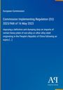 Text: "European Commission. Commission Implementing Regulation (EU) 2023/968 of 16 May 2023. imposing a definitive anti-dumping duty (…).”  
Unten: „Antiphon Verlag“ Logo. Blauer Hintergrund.