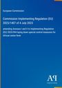 "Commission Implementing Regulation (EU) 2023/1407 of 4 July 2023." Blaues Design mit gelben Akzenten, Verlag-Logo.