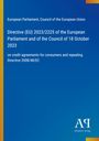 Text über EU-Richtlinie zu Kreditverträgen, herausgegeben vom Europäischen Parlament. Blau, mit gelben Rändern.