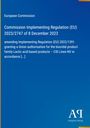 "Commission Implementing Regulation (EU) 2023/2747," blauer Hintergrund, europäische Kommission, Verlagslogo: Antiphon.