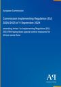 Blauer Hintergrund, weißer Text: "Commission Implementing Regulation (EU) 2024/2425", darunter "African swine fever". Unten Logo: "Antiphon Verlag".