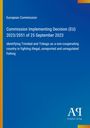 Text zeigt EU-Entscheidung zur Nichtzusammenarbeit Trinidads und Tobagos bei illegalem Fischfang. Blau mit Logo.