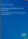 "Council of the European Union: Decision (CFSP) 2023/2195, 16 Oct 2023. Amending Decision 2010/413/CFSP against Iran." Blaues Layout.