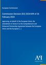 Blauer Hintergrund, Text: "European Commission, Commission Decision (EU) 2024/699 of 26 February 2024," "Antiphon Verlag" Logo.