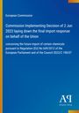 Text über EU-Importentscheidung für Chemikalien auf blauem Hintergrund; links gelbe, rechts rote, grüne und blaue Streifen.